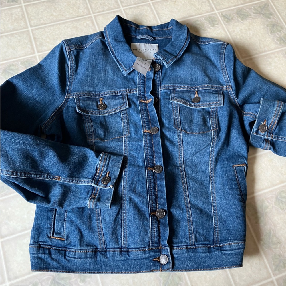 Social Standard Blue Denim Metal button Front Jacket by Sanctuary‎